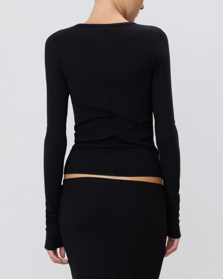 Long Sleeve Fitted Top | Black