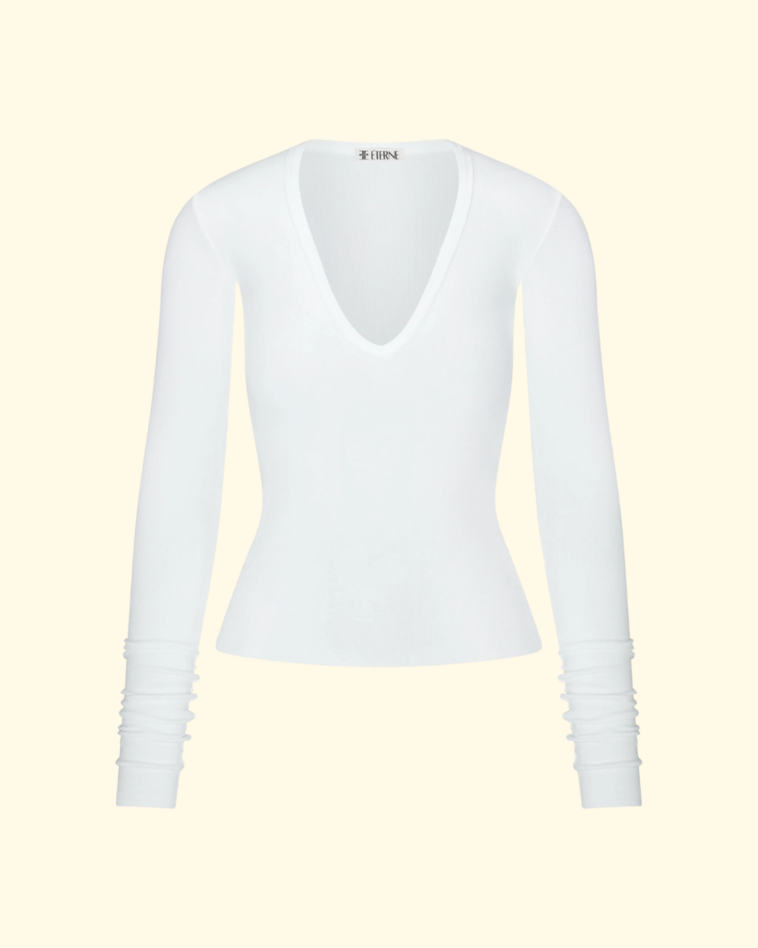 Long Sleeve V-Neck Top | White