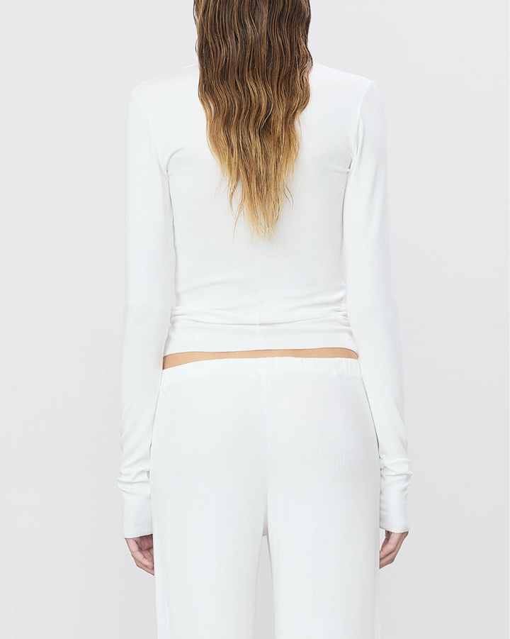 Long Sleeve V-Neck Top | White