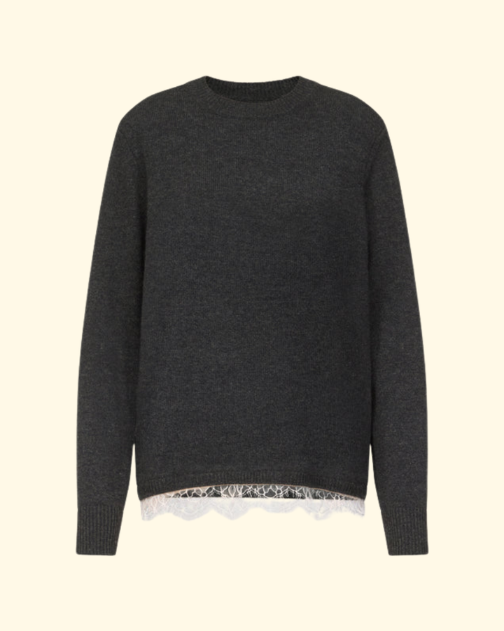 Arvo Sweater W Lace | Charcoal/Ivory