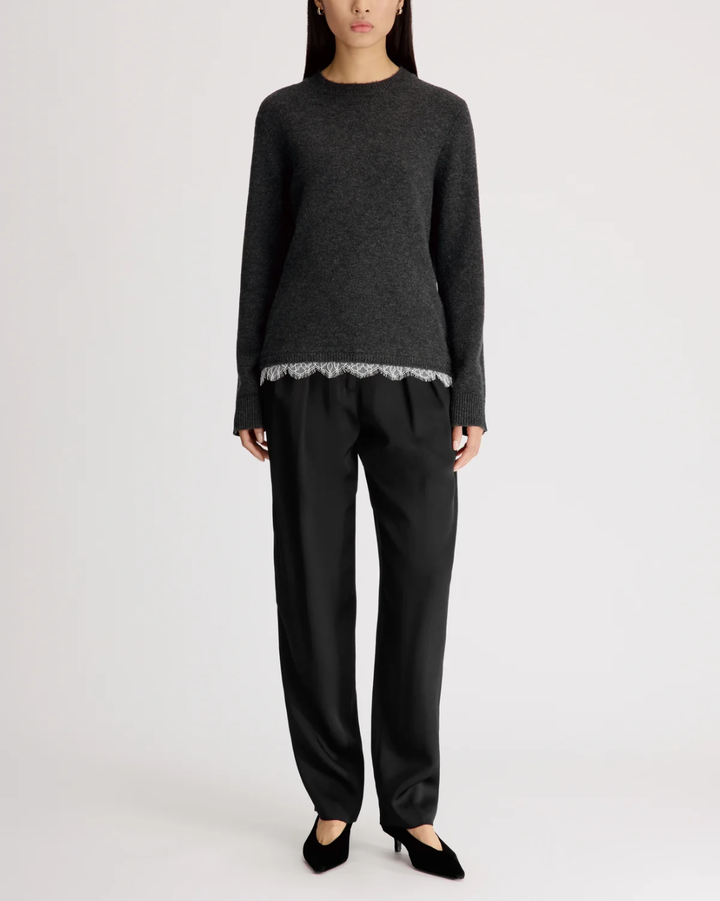 Arvo Sweater W Lace | Charcoal/Ivory