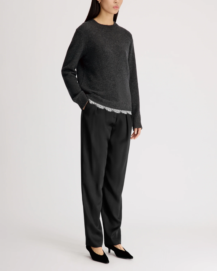 Arvo Sweater W Lace | Charcoal/Ivory