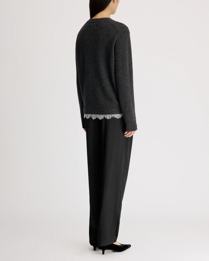 Arvo Sweater W Lace | Charcoal/Ivory