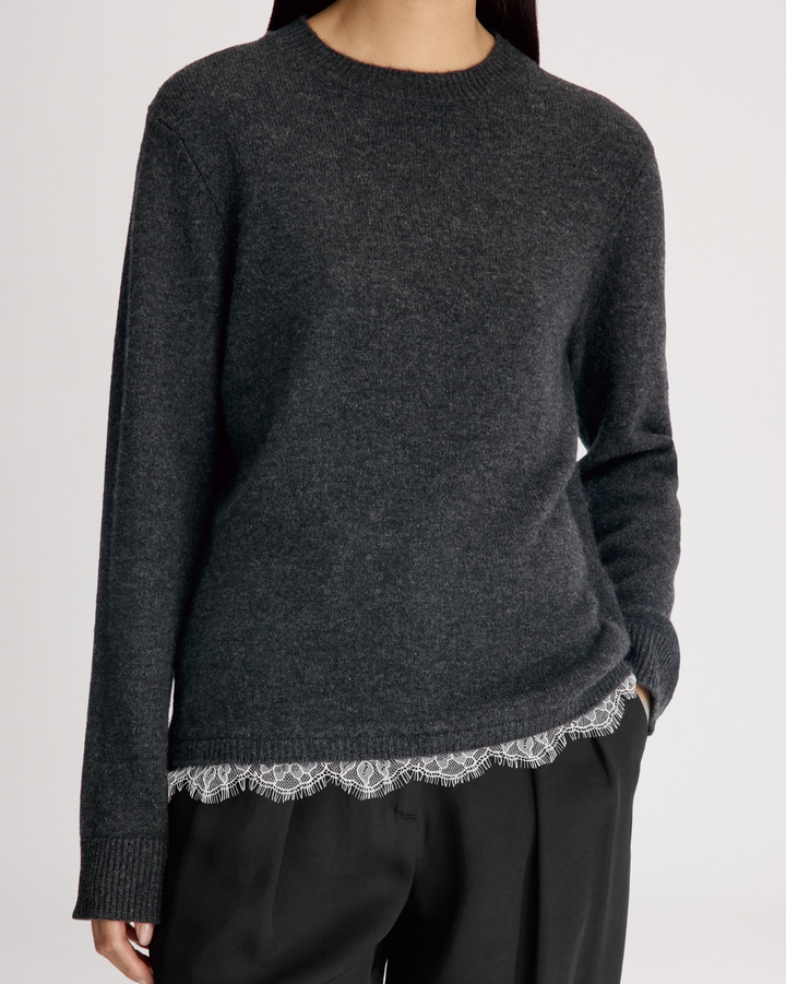 Arvo Sweater W Lace | Charcoal/Ivory