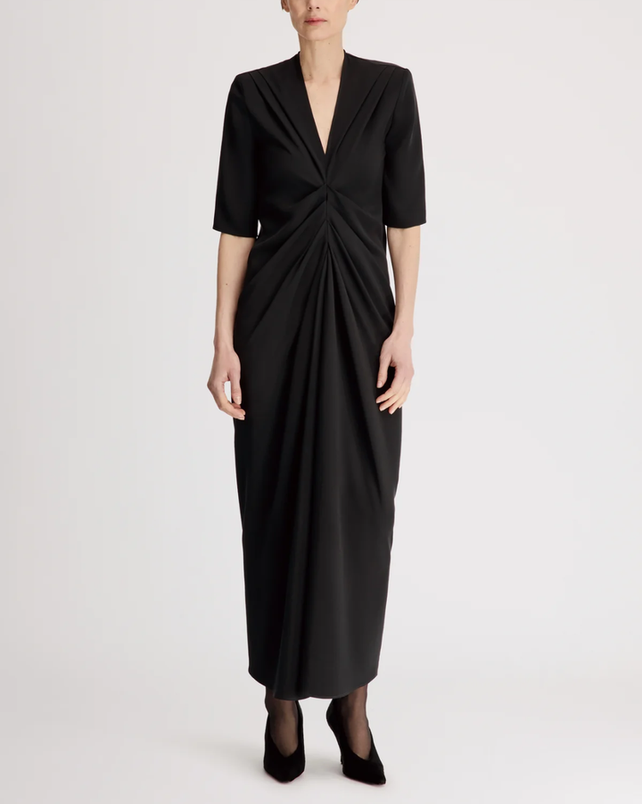 Willa Front Zip Midi Dress | Black