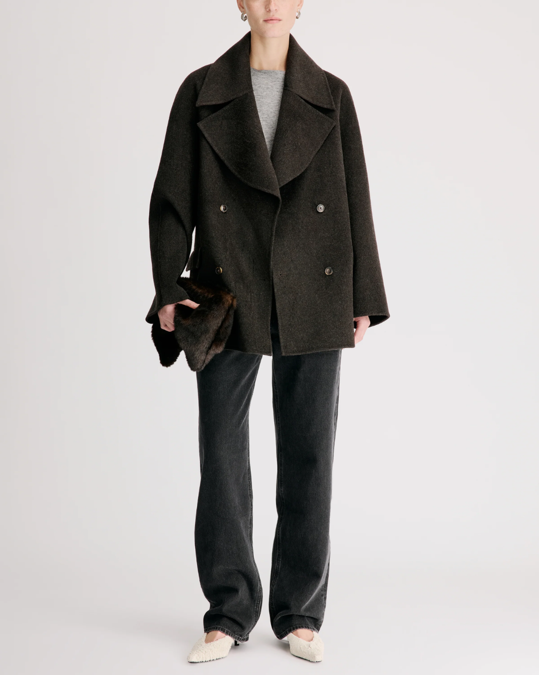 Neil Double Breasted Jacket | Brown Melange