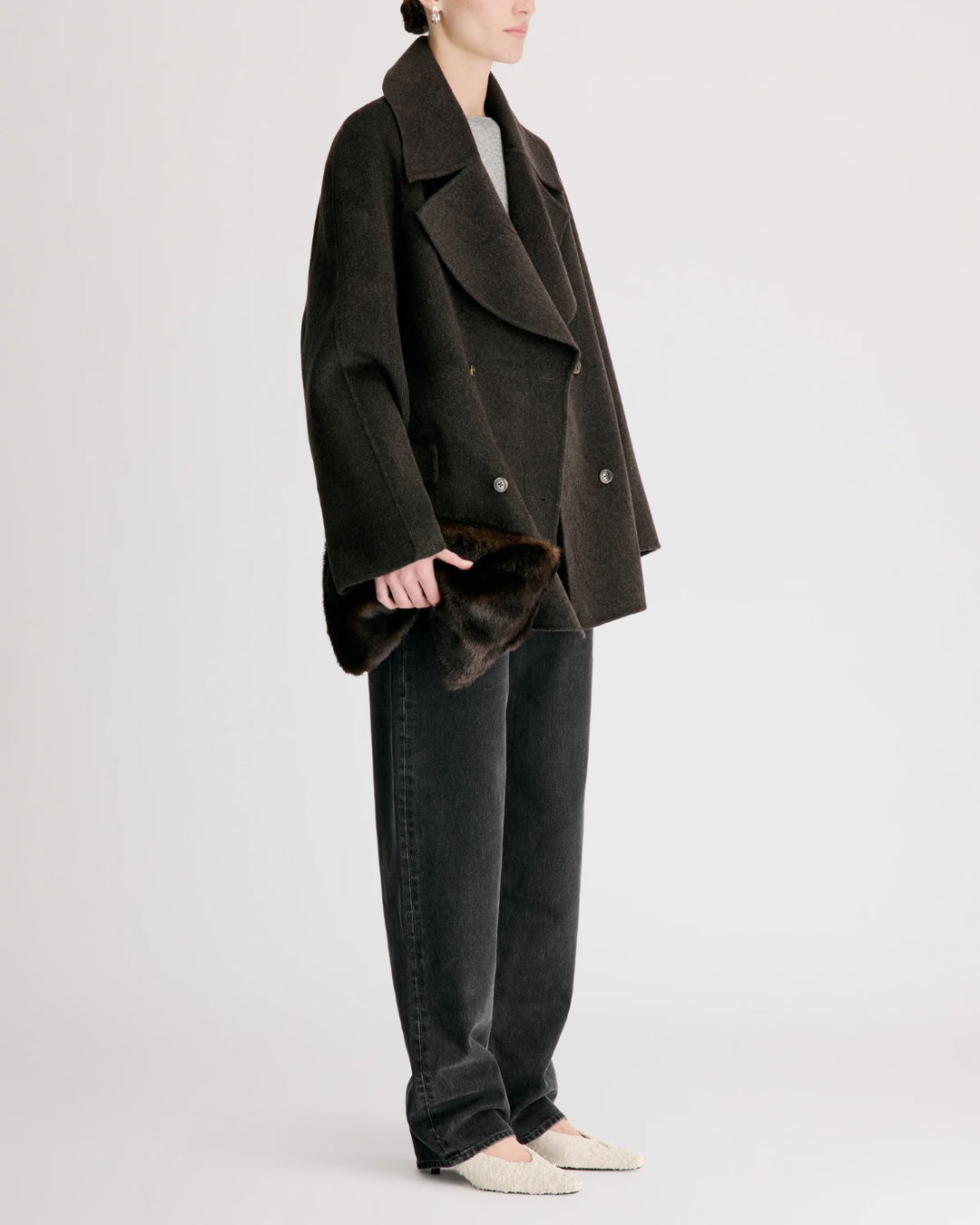 Neil Double Breasted Jacket | Brown Melange