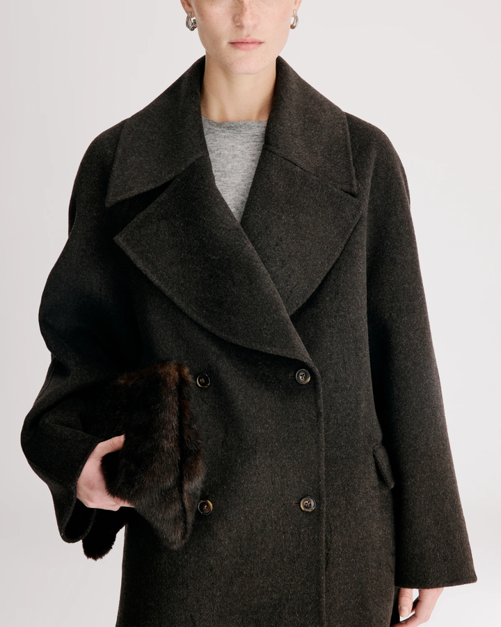 Neil Double Breasted Jacket | Brown Melange