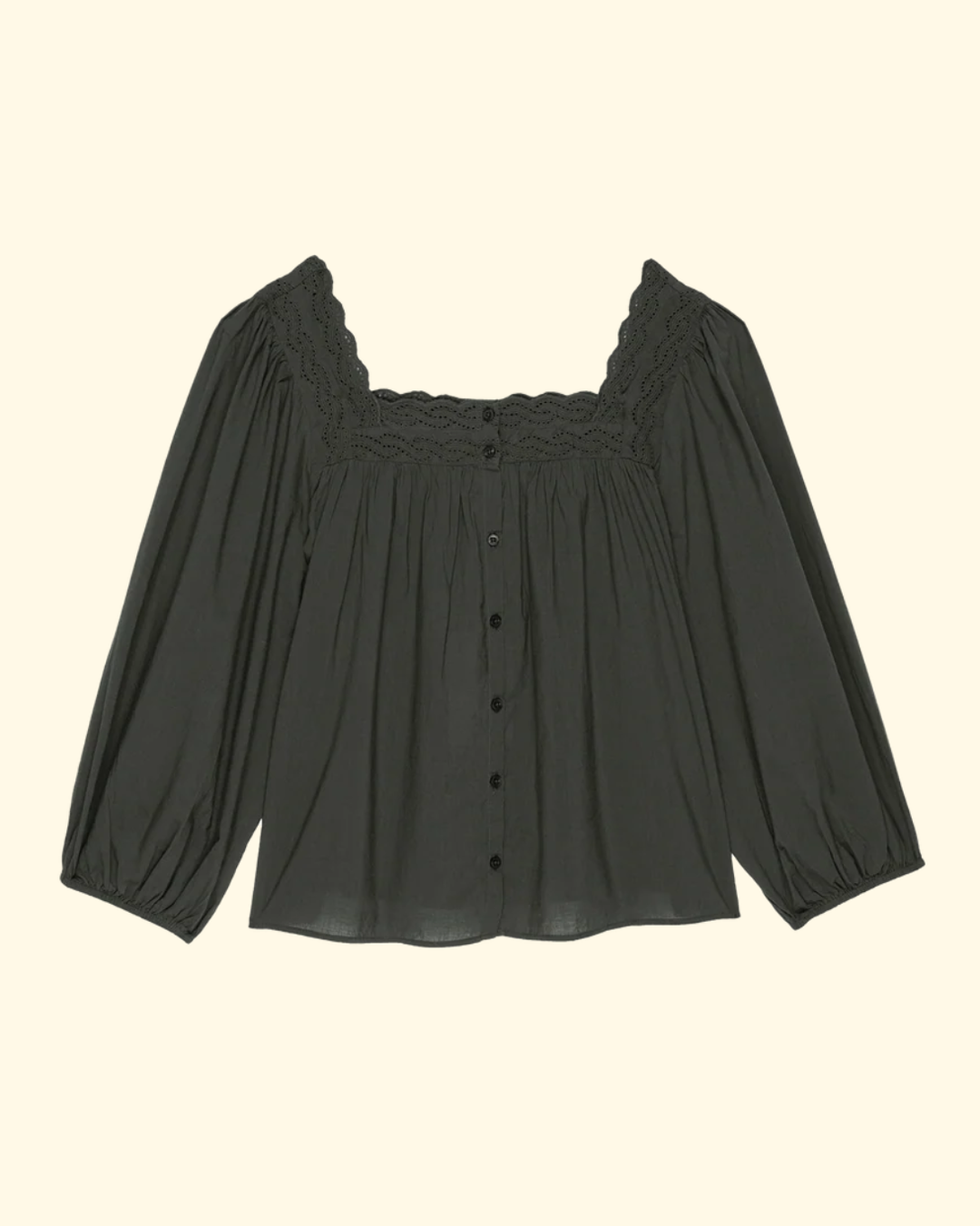 The Eyelet Button Sleep Top | Black