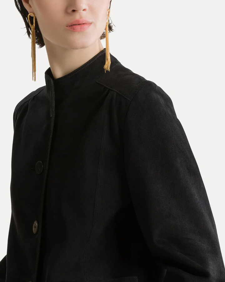 Suede Band Collar Jacket | Notte
