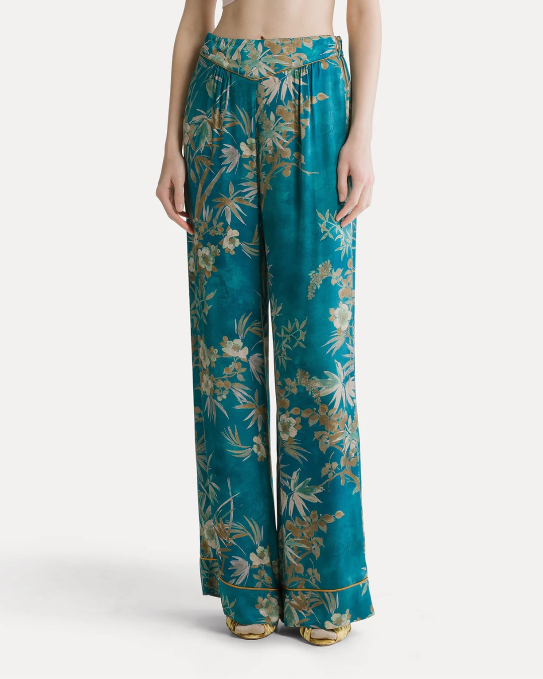'Le Bambou Secret' Satin Pants | Jade