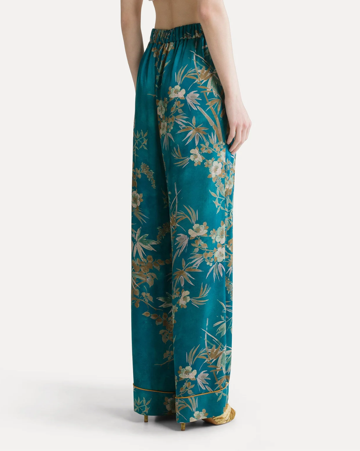 'Le Bambou Secret' Satin Pants | Jade
