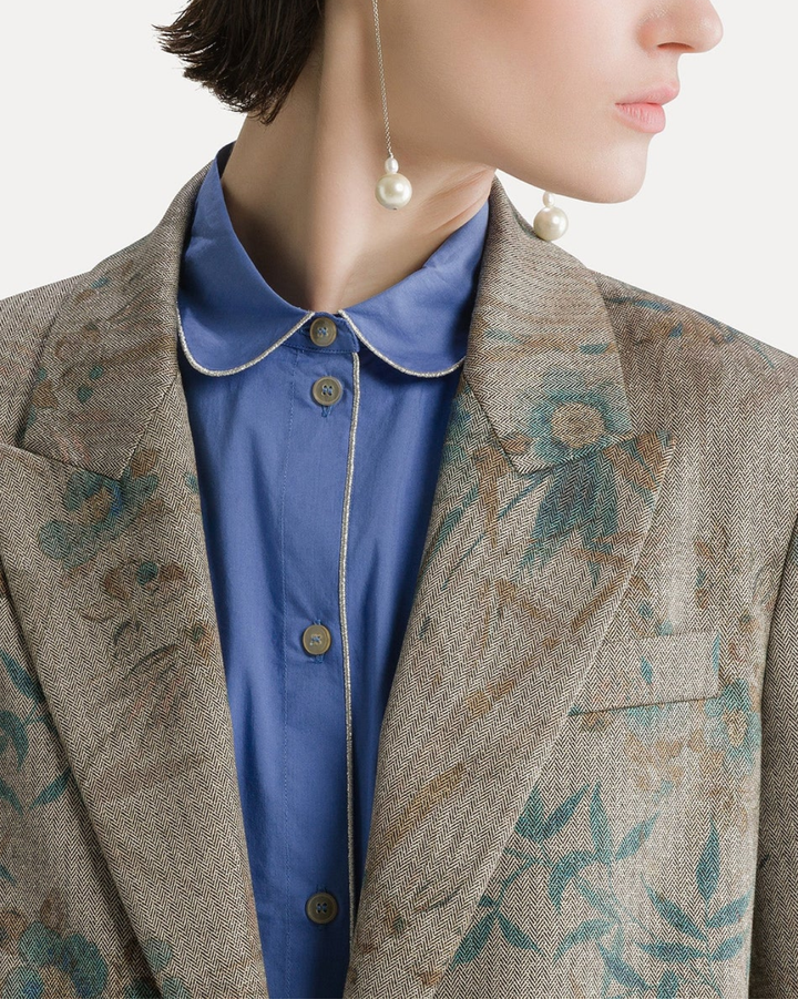 'Le Bambou Secret' Chevron Blazer | Jade