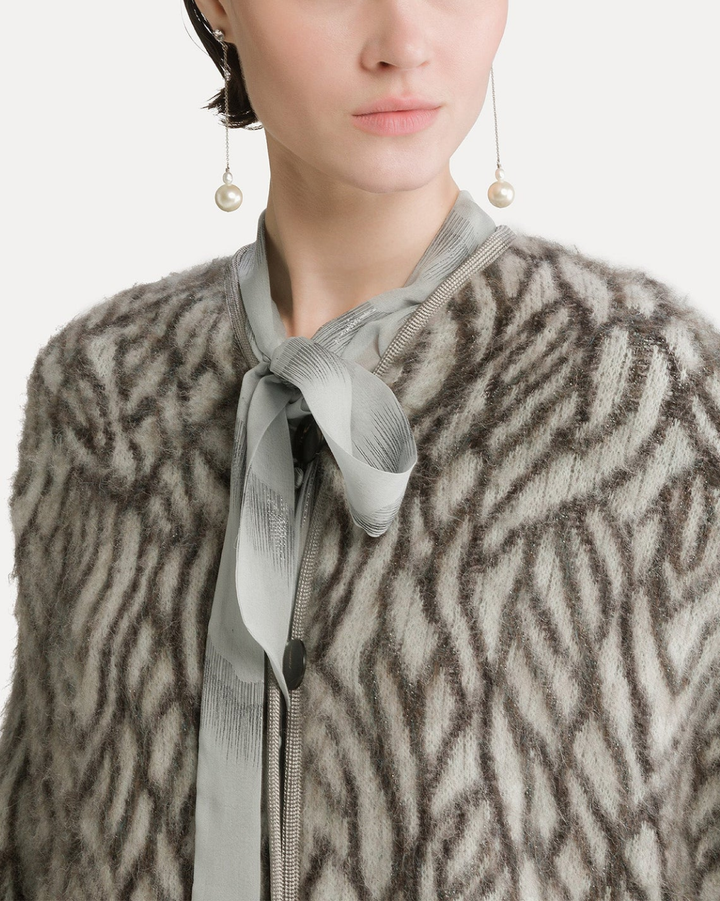 'Plum De Heron' Jacquard Short Coat | Jade
