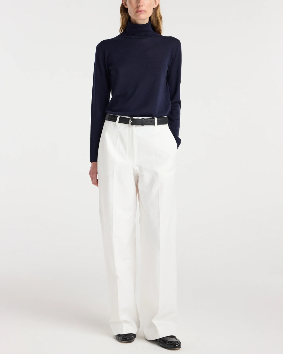 Fine-Knit Wool Cashmere Turtleneck | Navy