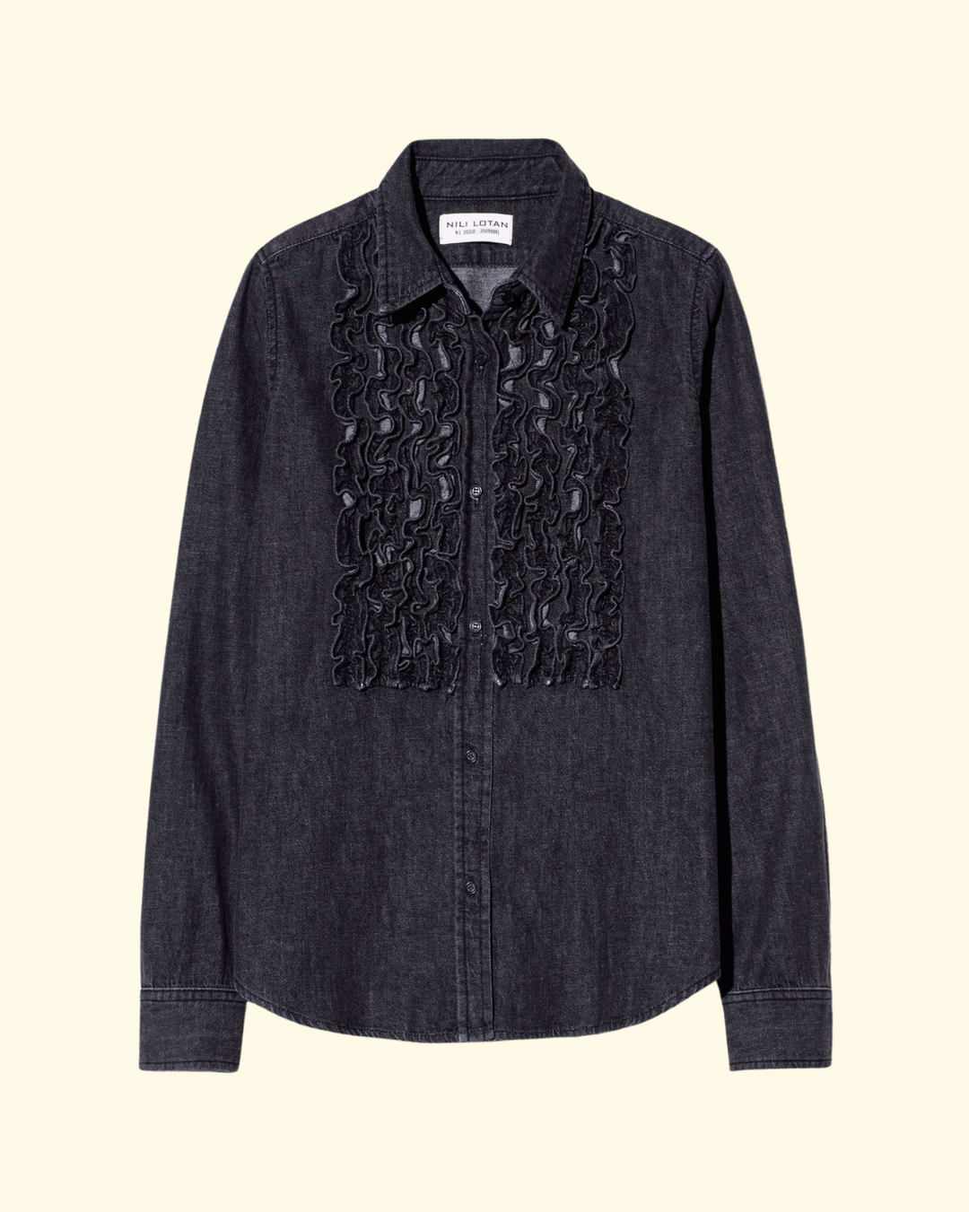 Emilie Denim Ruffle Shirt | Faded Black