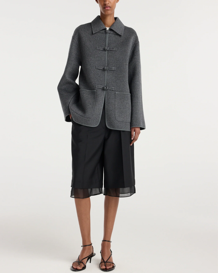 Wool Pankou Closure Jacket | Dark Grey Melange