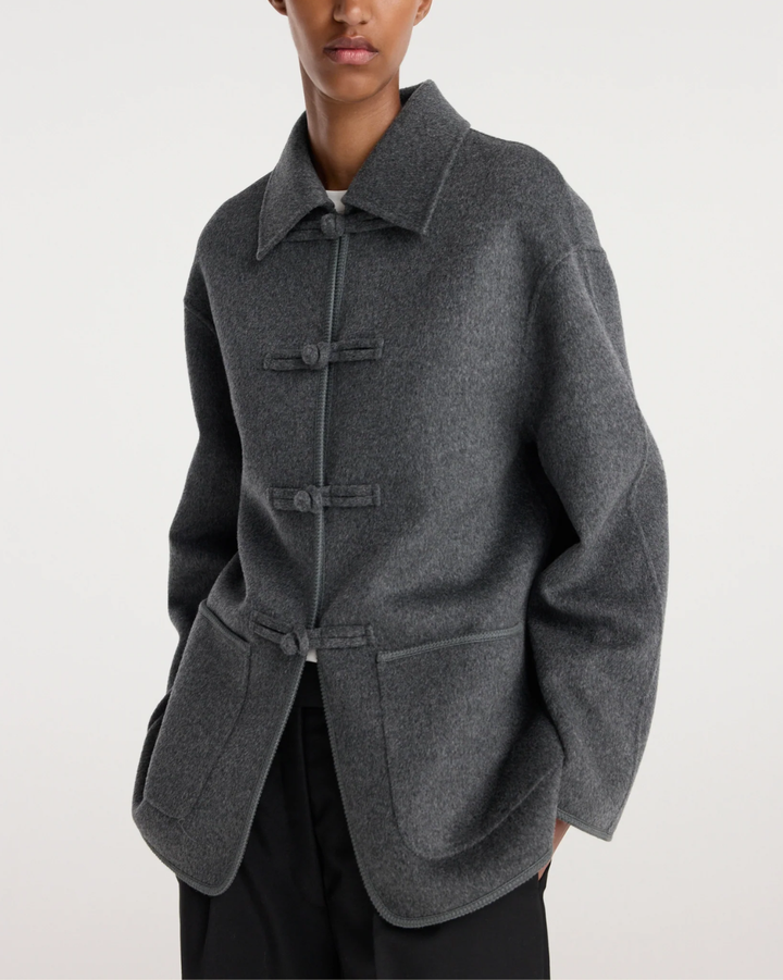 Wool Pankou Closure Jacket | Dark Grey Melange