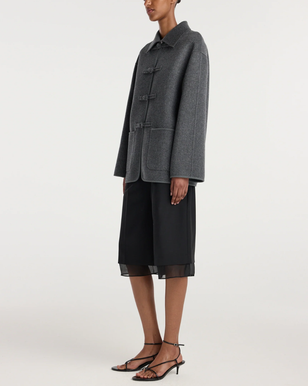 Wool Pankou Closure Jacket | Dark Grey Melange