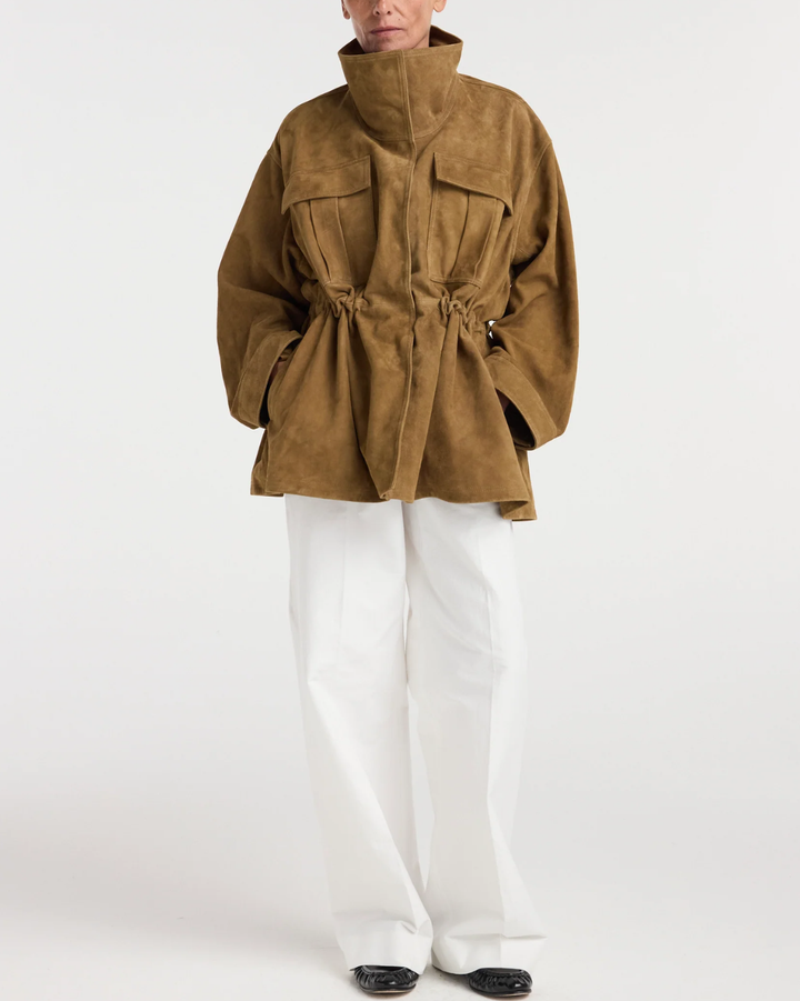 Sculptural Suede Jacket | Sage