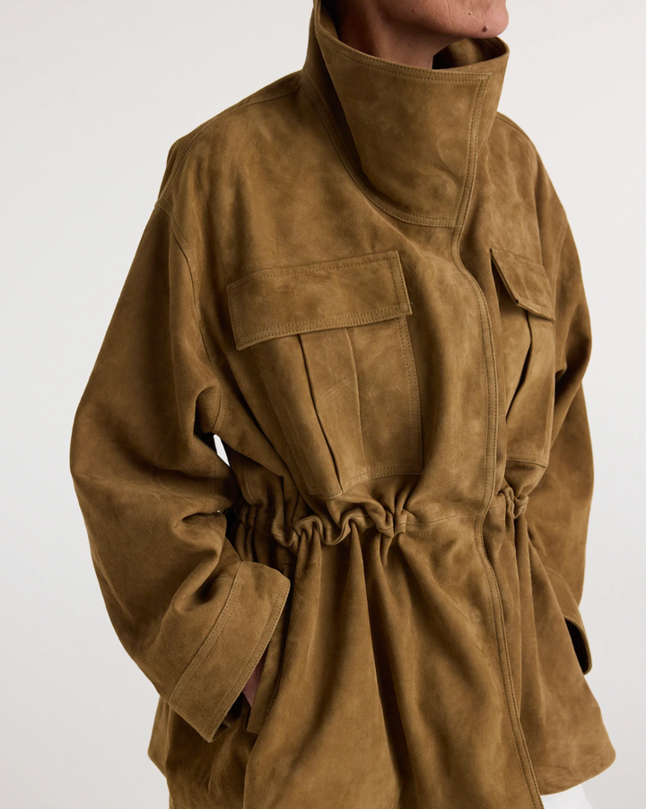 Sculptural Suede Jacket | Sage