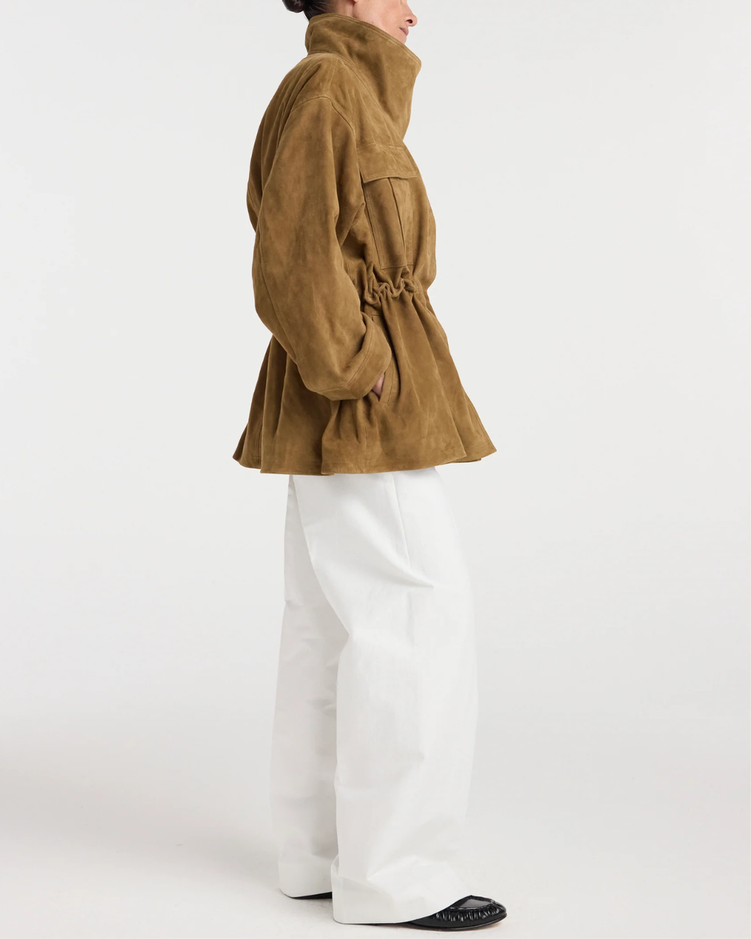 Sculptural Suede Jacket | Sage