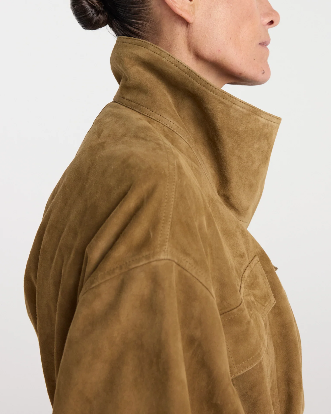 Sculptural Suede Jacket | Sage