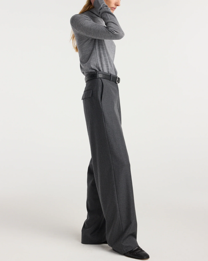 Fine-Knit Wool Cashmere Turtleneck | Mid Grey Melange