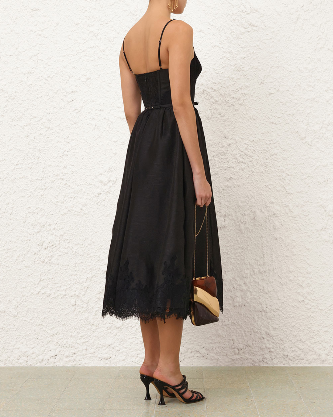 Valiant Lace Trim Midi Dress | Black