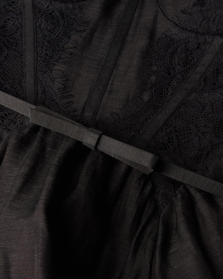 Valiant Lace Trim Midi Dress | Black