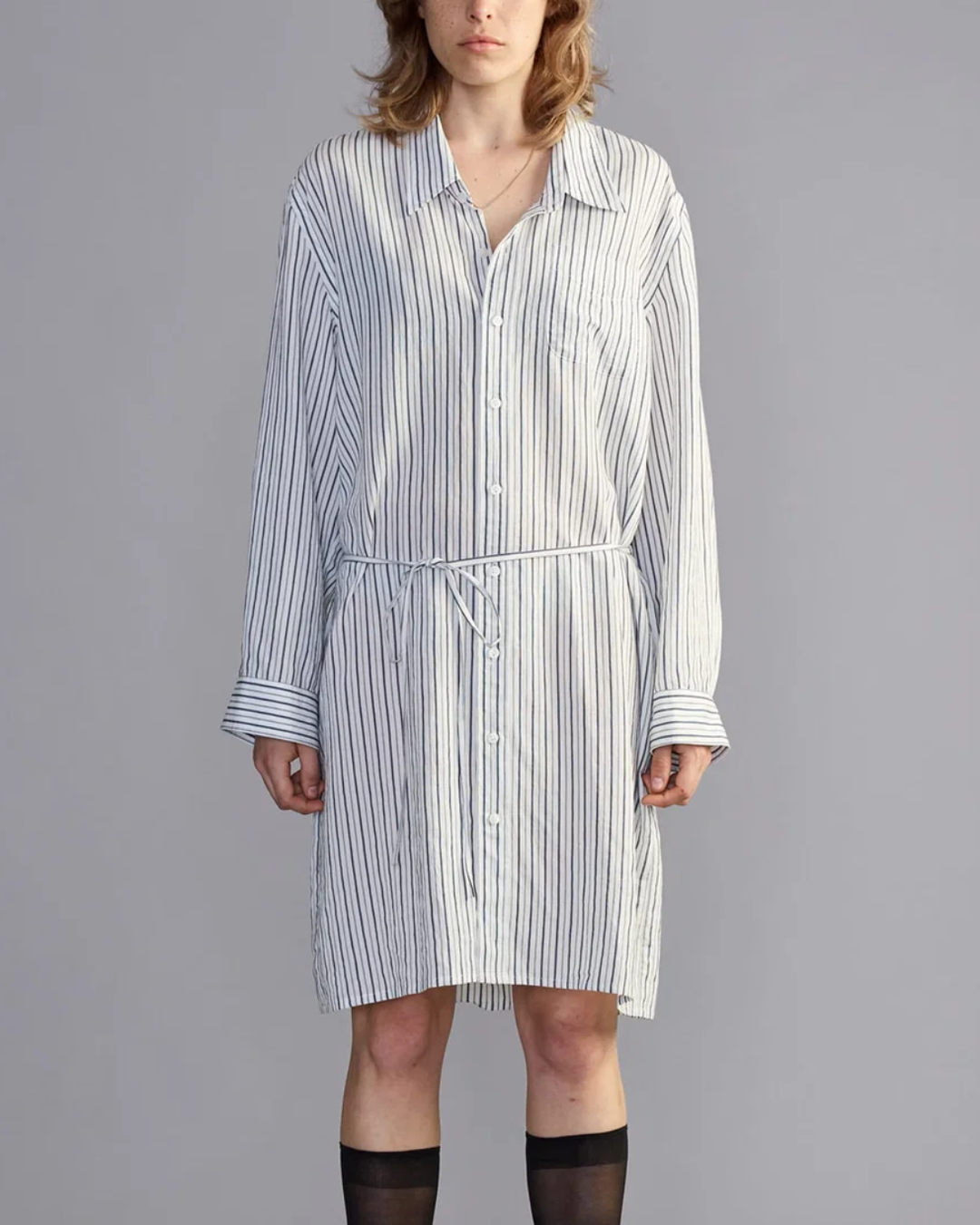 Dropneck Shirtdress | Blue Multi Stripe