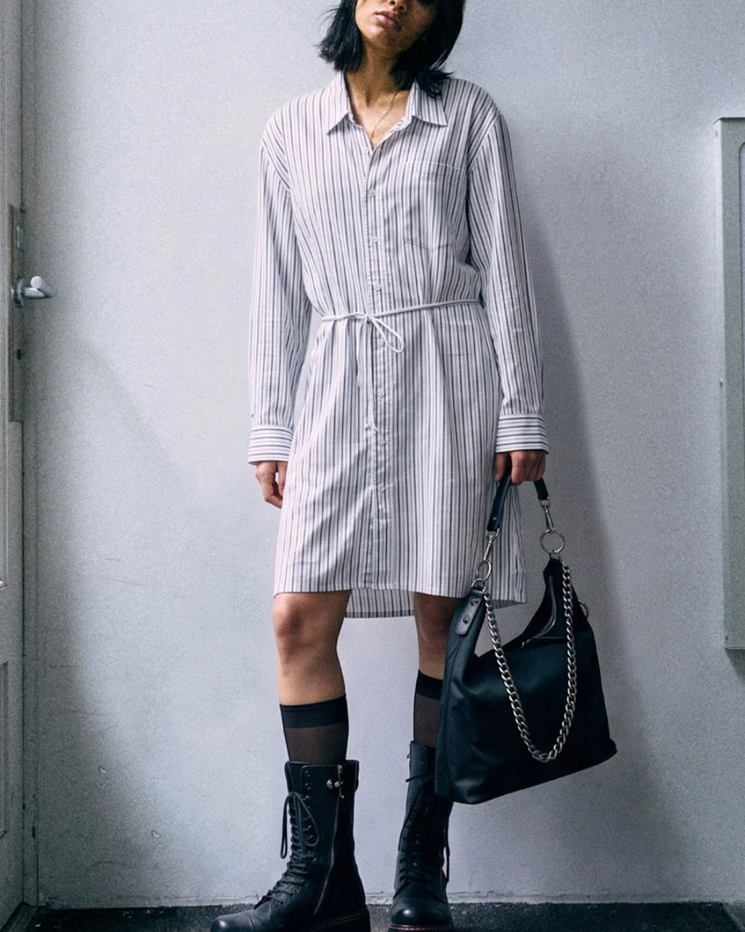 Dropneck Shirtdress | Blue Multi Stripe