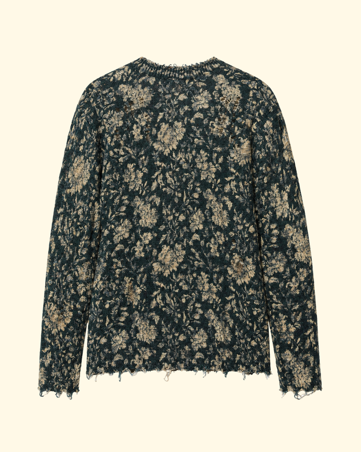 Printed Boy Cardigan | Dark Blue Floral