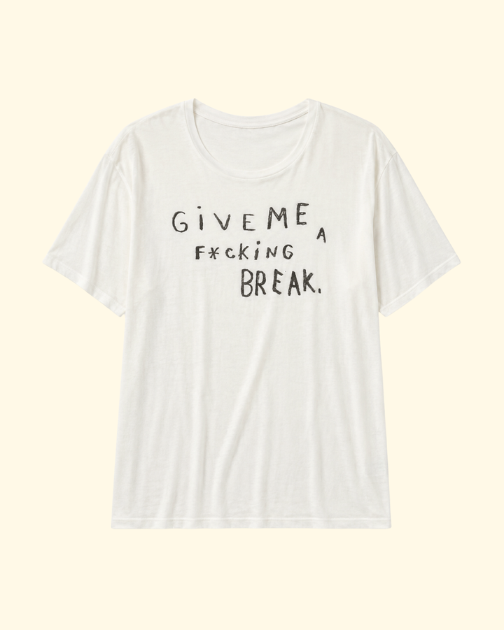 "Give Me A Break" Boy Tee | Ecru White
