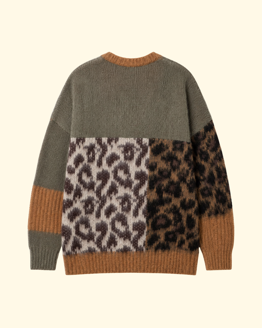 Oversized Cardigan | Multi Brown Leopard Patchwork