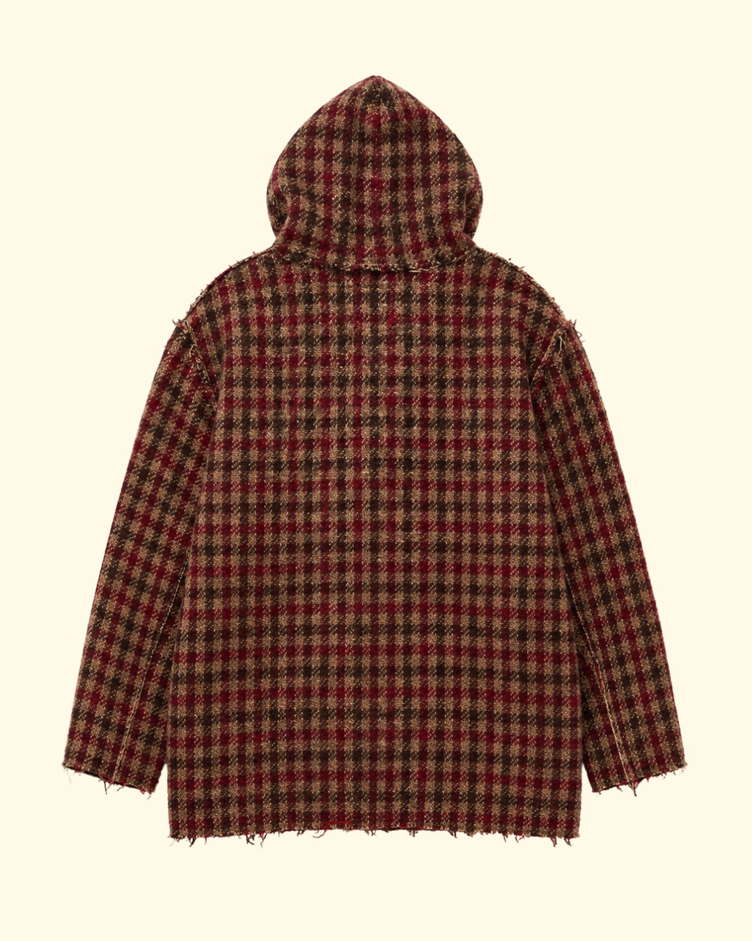 Oversized Hooded Jacket | Khaki/Red Check
