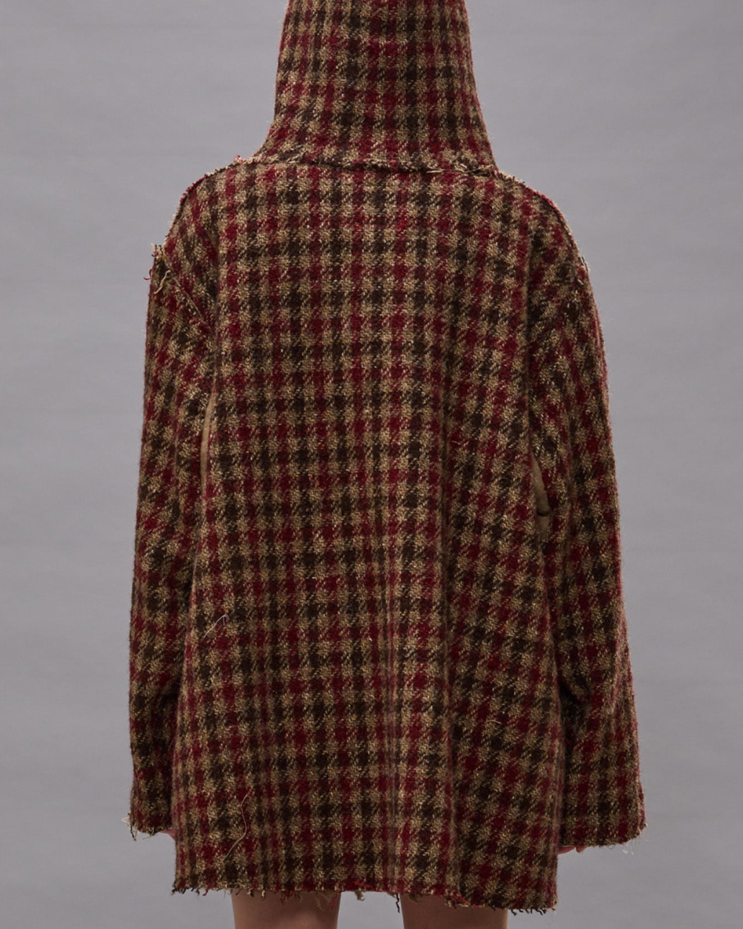 Oversized Hooded Jacket | Khaki/Red Check