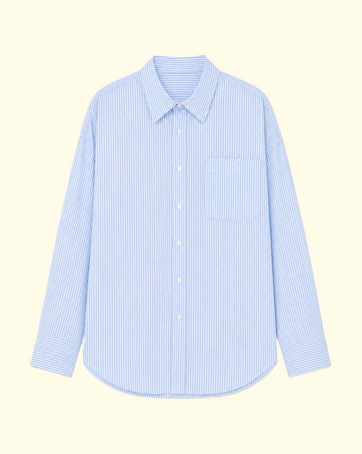 Drop Neck Shirt | Light Blue Multi Stripe
