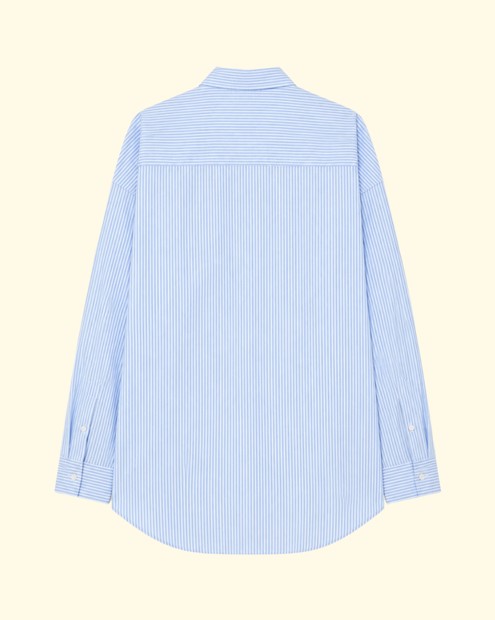 Drop Neck Shirt | Light Blue Multi Stripe