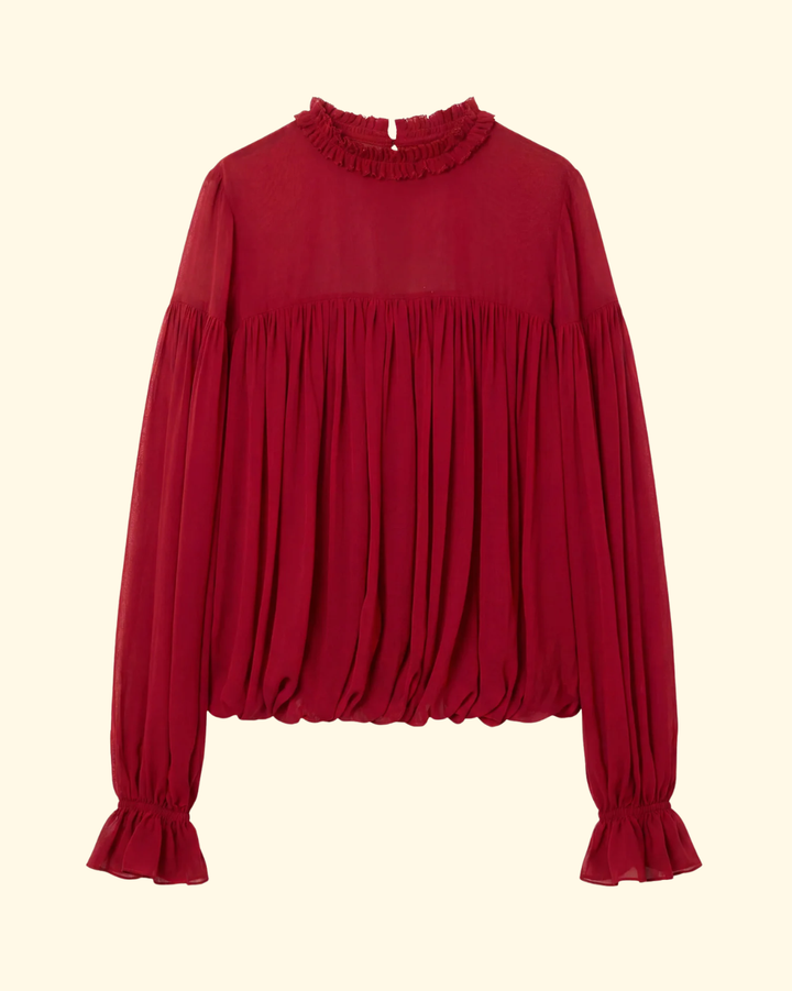 Pearl LS Silk Blouse | Cerise