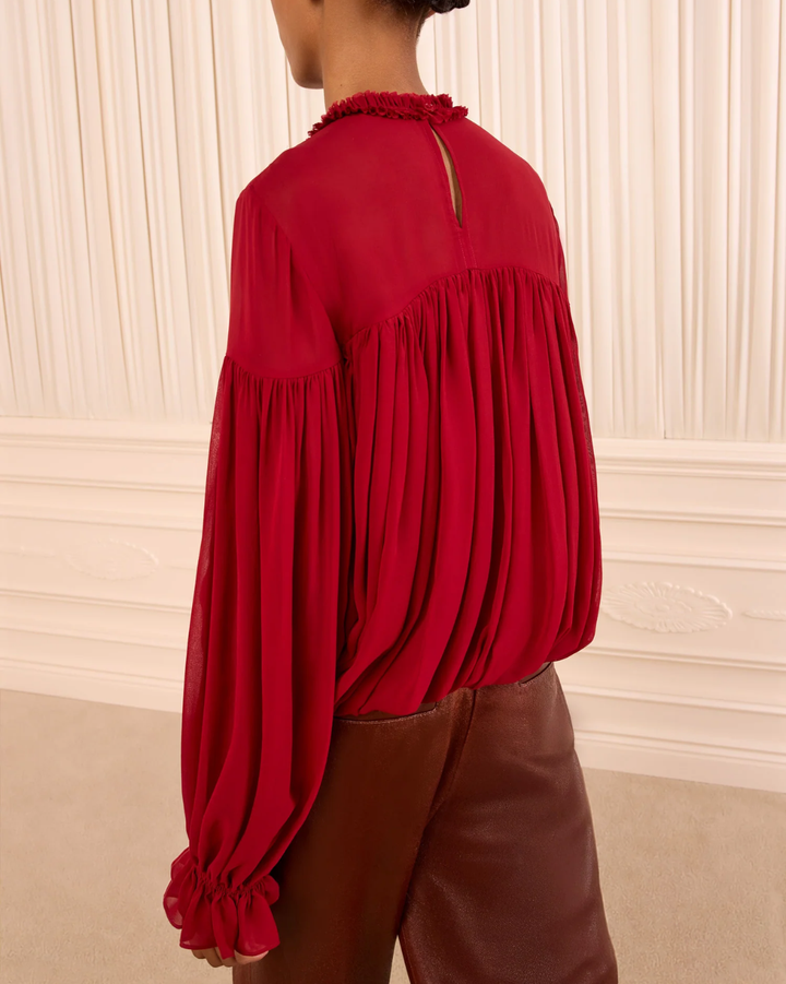 Pearl LS Silk Blouse | Cerise