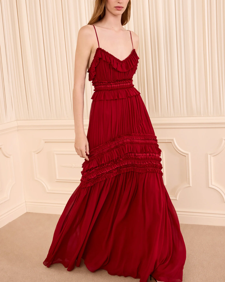 Dorothea Silk Gown | Cerise