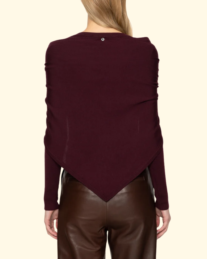Jane Henley Sweater W Scarf | Burgundy