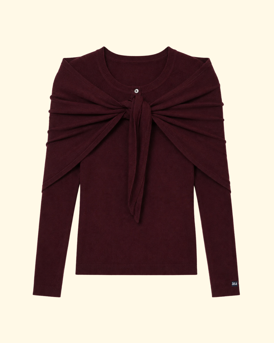Jane Henley Sweater W Scarf | Burgundy
