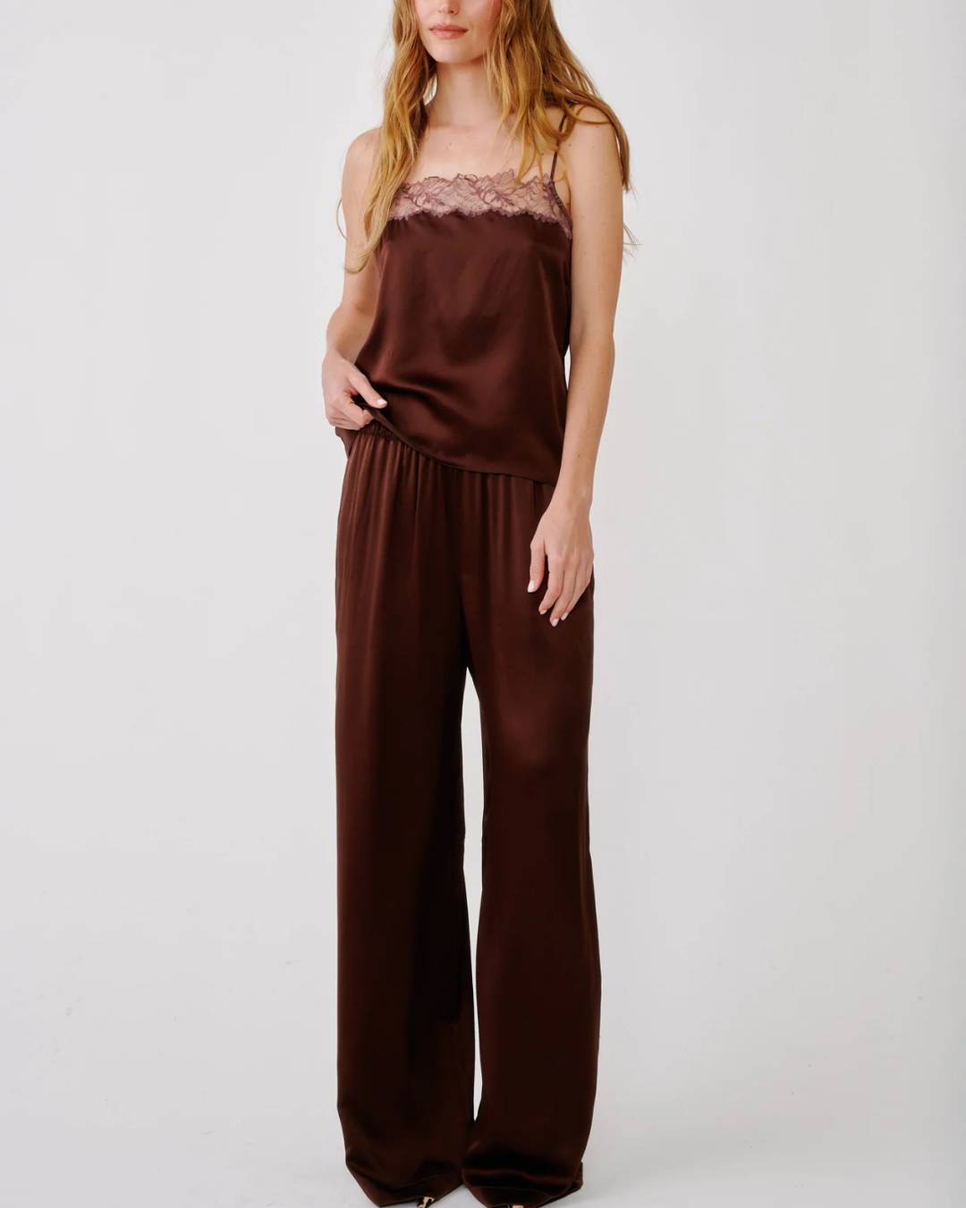 Haya Lace Trim Square Neck Cami | Cinnabar