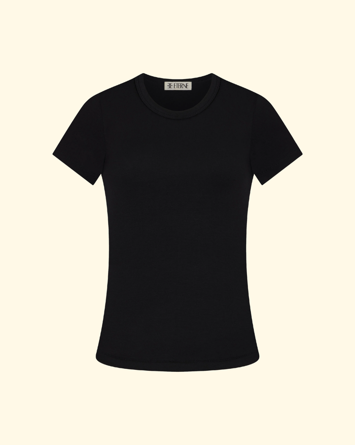 Fitted Crewneck Short Sleeve T-Shirt | Black