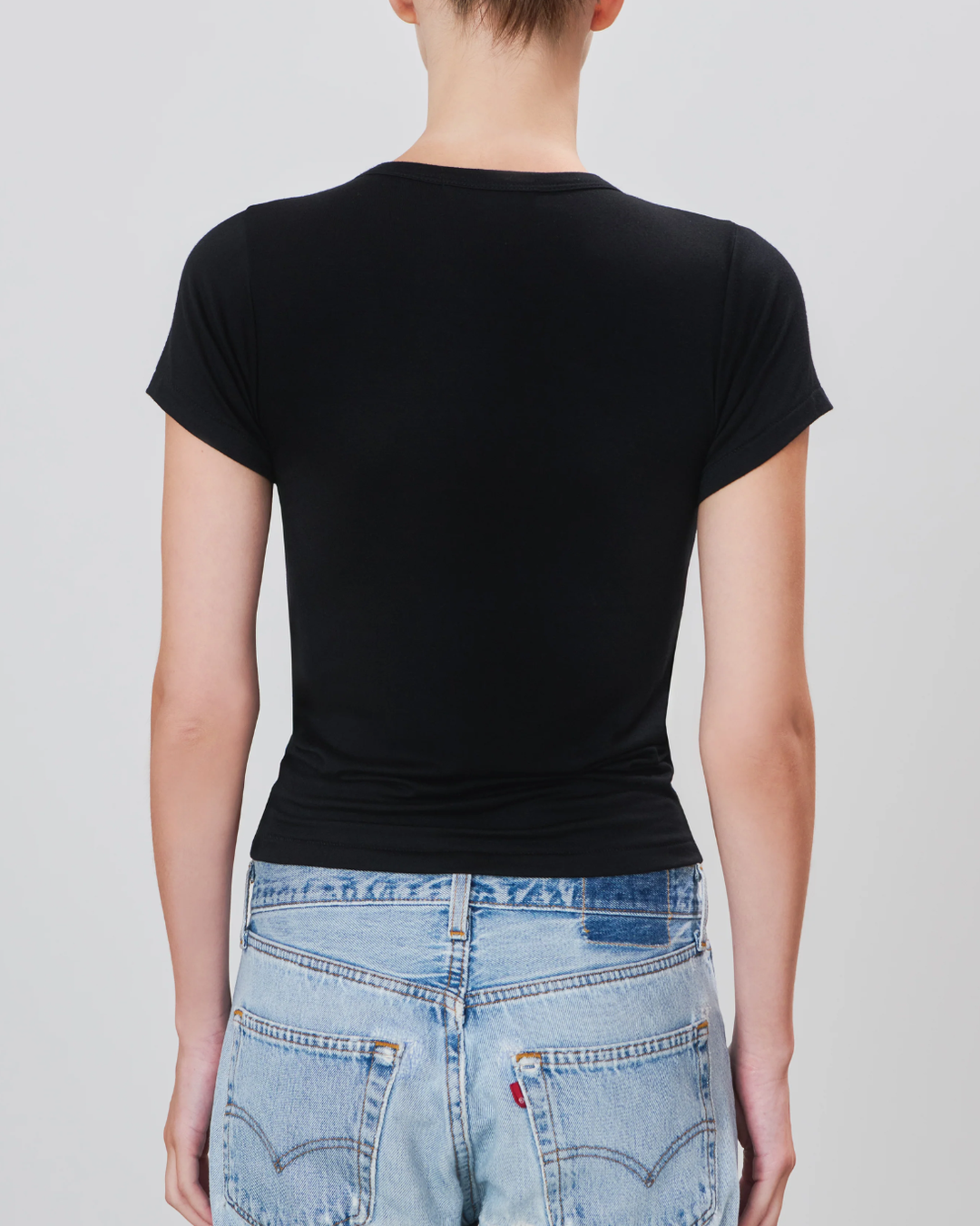 Fitted Crewneck Short Sleeve T-Shirt | Black