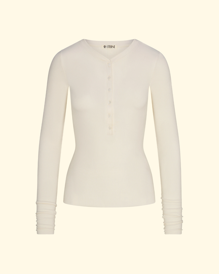 Long Sleeve Henley Top | Cream