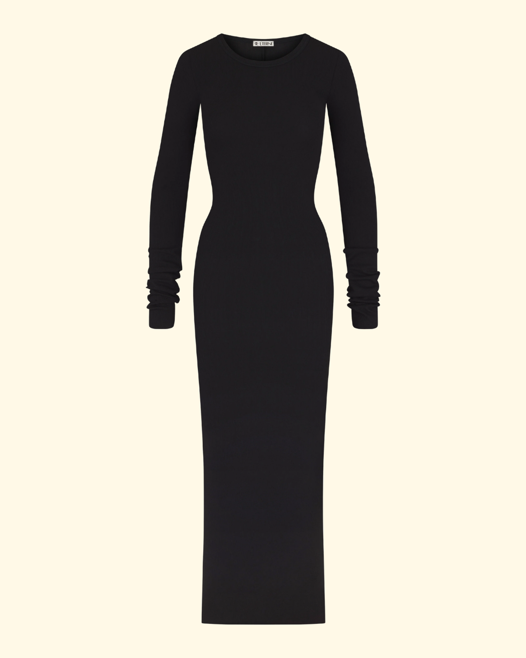 Long Sleeve Crewneck Maxi Dress | Black