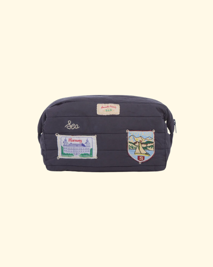 Davis Patchwork Cosmetic Bag | Navy